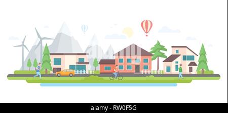 Landschaft mit Hügeln - moderne Wohnung design Vector Illustration Stock Vektor