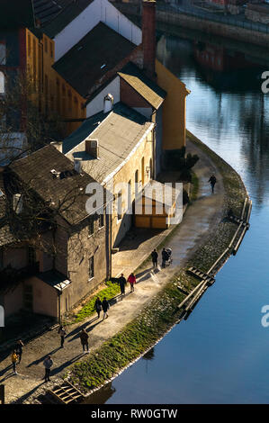 Luftaufnahme von Český Krumlov, Tschechische Republik Stockfoto