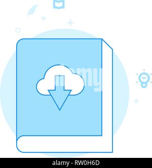 Download Ebook Flachbild Vektor Icon. Schreiben, Autoren oder Bildung Abbildung. Licht Flat Style. Blue Monochrome Design. Editierbare Schlaganfall. Einstellen Stock Vektor