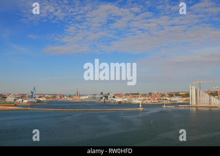 Hafen und Stadt am Meer. Aarhus, Jütland, Dänemark Stockfoto