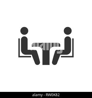 Business Consulting Symbol im flachen Stil. Zwei Personen mit Tisch Vector Illustration auf weißem Hintergrund isoliert. Restaurant dialog Business Konzept. Stock Vektor