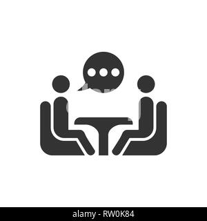 Business Consulting Symbol im flachen Stil. Zwei Personen mit Tisch Vector Illustration auf weißem Hintergrund isoliert. Restaurant dialog Business Konzept. Stock Vektor