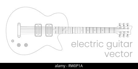 E-Gitarre Abbildung. Rock Musik Instrument. Vektor linie Skizze. EPS8 Stock Vektor