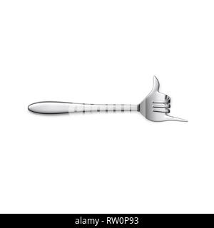 Gabel Hand Finger Geste für Schutz auf weißem Hintergrund. 3D-Darstellung Stockfoto