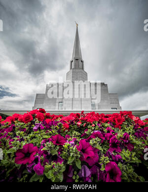 Das Preston England Tempel, 52. der Tempel der Kirche Jesu Christi der Heiligen der Letzten Tage (LDS Kirche), Chorley, Lancashire, UK. In 19 Stockfoto