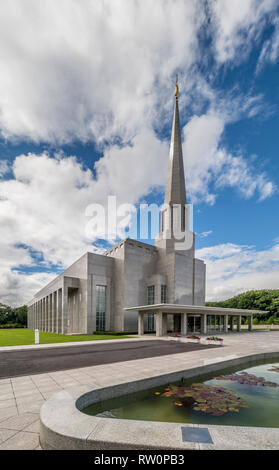 Das Preston England Tempel, 52. der Tempel der Kirche Jesu Christi der Heiligen der Letzten Tage (LDS Kirche), Chorley, Lancashire, UK. In 19 Stockfoto