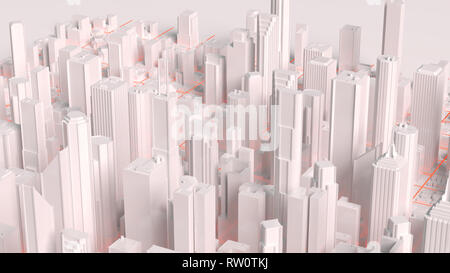 Business downtown und Wolkenkratzer Turm. 3D-Rendering Stockfoto