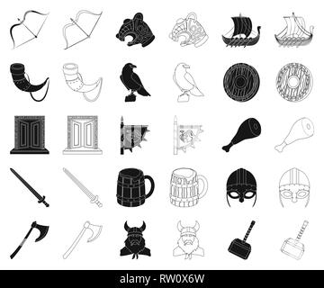 Ale, antike, Tiere, Kunst, Attribute, ax, Schlacht, schwarz, Outline, Bug, der Sammlung, der Eroberer, Krähe, Custom, Design, Glaube, Flagge, Tore, Gott, Schinken, Hammer, Kopf, Helm, Geschichte, Horn, Icon, Illustration, isoliert, Ritter, Logo, Skandinavier, Northern, Alte, Menschen, Set, Schild, Schiff, Schild, Schwert, Symbol, Valhalla, Vector, viking, Krieger-, Web-, Vektor, Vektoren, Stock Vektor