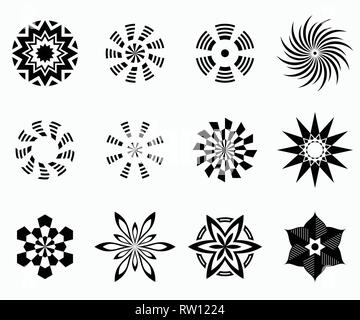 Abstrakte symmetrische geometrische Mitte formen. Schwarze Farbe. Vektor Symbole für Ihr Design. Designelemente. Vector Illustration. Stock Vektor