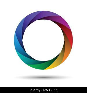 Bunte kamera Blendenöffnung. Abstrakte Form, Infinite Loop Symbol. Infografik Beispiel. Multicolor Ring auf weißem Hintergrund. Stock Vektor