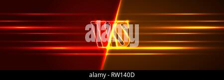 Neon versus Logo. VS Vektor Buchstaben Abbildung. Wettbewerb Symbol. Symbol kämpfen. Stock Vektor