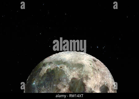Equinox supermoon Anhebung in den Nachthimmel. Einige Elemente des Bildes sind von der NASA eingerichtet. Stockfoto