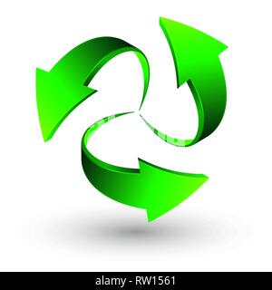 Drei grüne Pfeile, 3D-Vektor. Stock Vektor