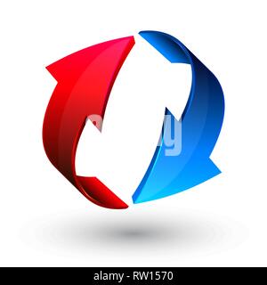 Blau und Rot 3D-Pfeile, Vektor. Stock Vektor