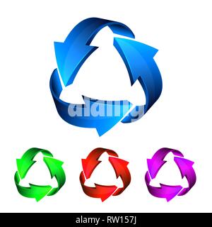 Blau Rot Grün Rosa recyceln Pfeile, recyceln simbol, Vektor. Stock Vektor