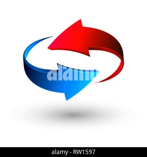 Blau und Rot 3D-Pfeile, Vektor. Stock Vektor