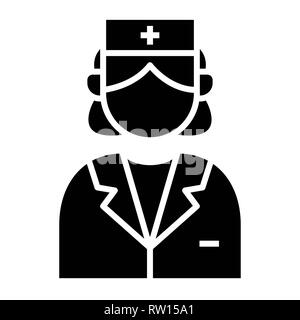 Krankenschwester Symbol, Vector Illustration, Gesundheitswesen Übersicht Stockfoto