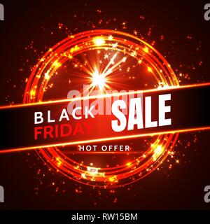 Schwarzer Freitag Verkauf neon Vektor Banner. Abbildung. Stock Vektor