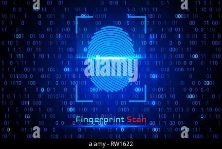 Finger-print Scannen Identification System. Biometrische Zulassung und Business Security Konzept. Vector Illustration. Stock Vektor