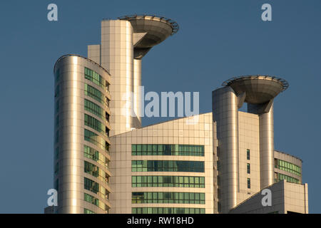 Gebäude mit Hubschrauberlandeplatz, Bangkok, Thailand Stockfoto