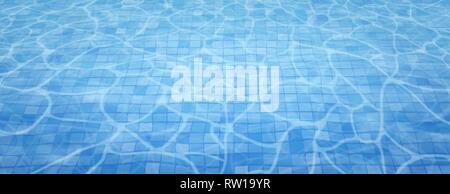 Schwimmbad unten caustics Welligkeit und Durchfluss mit Wellen Hintergrund. Sommer Hintergrund. Struktur der Wasseroberfläche. Ansicht von oben. Vector Illustration Stock Vektor