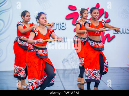 SriLankan Dancers von Hillwood College Dance Troupe treten auf dem Maskdance Festival in Andong Südkorea auf Stockfoto