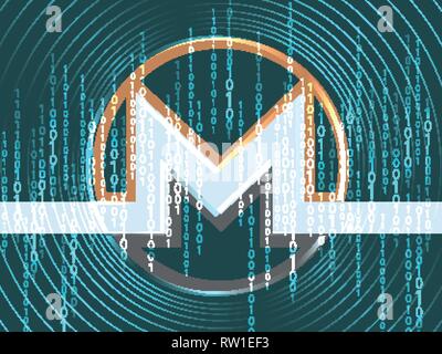 Banner monero und dunkelblauen Hintergrund. Stock Illustration. Crypto Währungssymbol Stock Vektor