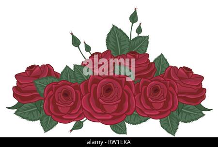 Rote Rosen Vector Illustration auf Weiß Stock Vektor