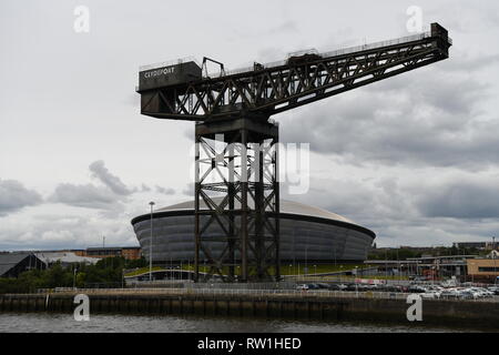 Die finnieston Kran oder Stobcross Kran ist ein stillgelegtes Riese cantilever Crane im Zentrum von Glasgow, Schottland, Großbritannien. Stockfoto
