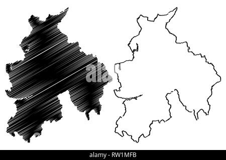Lancashire (Großbritannien, England, Non-Metropolitan County, Shire county) Karte Vektor-illustration, kritzeln Skizze Lancs. Karte Stock Vektor