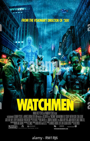 Watchmen (2009) unter der Regie von Zack Snyder mit Jackie Earle Haley, Patrick Wilson, Carla Gugino und Jeffrey Dean Morgan in den Hauptrollen. Eindrucksvolle Filmverfilmung der britischen Comic-Serie. US-Poster mit einem Blatt ***NUR FÜR REDAKTIONELLE ZWECKE*** Credit: BFA / Warner Bros Stockfoto