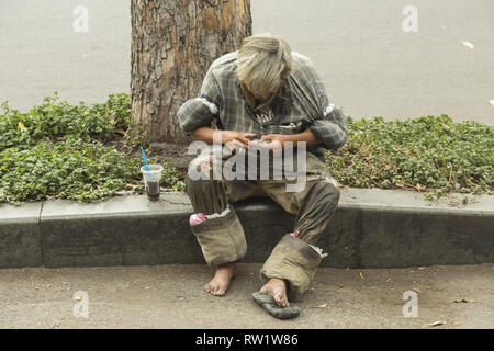 Obdachloser in Ho Chi Minh, Vietnam Stockfoto