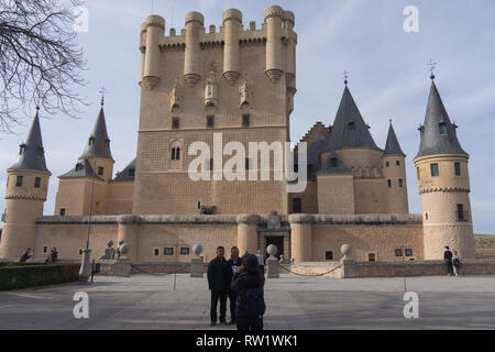 Alcazar von Segovia und den Turm von John II, Torre de Juan II. Stockfoto