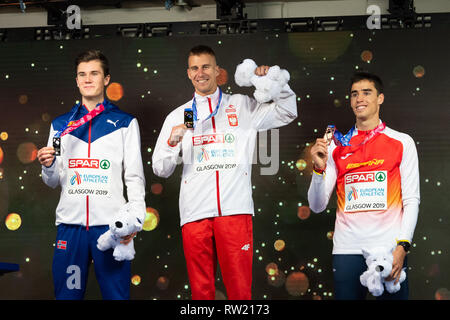 Glasgow, Schottland, Großbritannien. 3. März 2019. Am Sieg Ceremory während der Europäischen Leichtathletik Indoor Championships Glasgow 2019 im Emirates Arena am Sonntag, den 03. März 2019. GLASGOW SCHOTTLAND. (Nur redaktionelle Nutzung, eine Lizenz für die gewerbliche Nutzung erforderlich. Keine Verwendung in Wetten, Spiele oder einer einzelnen Verein/Liga/player Publikationen.) Credit: Taka G Wu/Alamy Nachrichten Stockfoto