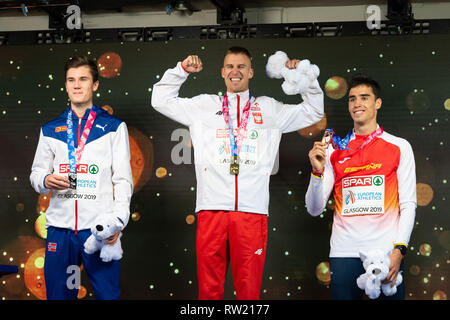 Glasgow, Schottland, Großbritannien. 3. März 2019. Am Sieg Ceremory während der Europäischen Leichtathletik Indoor Championships Glasgow 2019 im Emirates Arena am Sonntag, den 03. März 2019. GLASGOW SCHOTTLAND. (Nur redaktionelle Nutzung, eine Lizenz für die gewerbliche Nutzung erforderlich. Keine Verwendung in Wetten, Spiele oder einer einzelnen Verein/Liga/player Publikationen.) Credit: Taka G Wu/Alamy Nachrichten Stockfoto