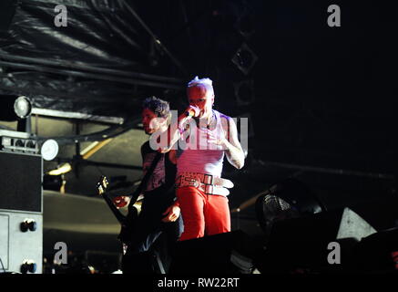 Frontmann der britischen Elektronische rave band Keith Flint gestorben vom 4. März 2019, Great Dunmow, Essex, UK 49. Dies ist ein Bild aus einer Schlagzeile Leistung bei Glastonbury 2009 von The Prodigy. Kredit David J Colbran/Alamy leben Nachrichten Stockfoto