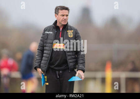 Heidelberg, Deutschland. 02 Mär, 2019. Dritte Match der Rugby Europa Meisterschaft 2019: Germany-Russia am 09.02.2019 in Heidelberg. Trainer Mike Ford (Deutschland), Porträt: Jürgen Kessler/dpa/Alamy leben Nachrichten Stockfoto