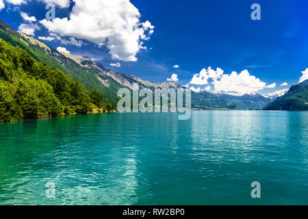 Klar transparent Azure Lake Brienz in Oberried am Brienzersee, Interlaken-Oberhasli, Bern, Schweiz Stockfoto