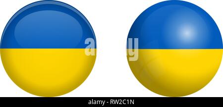 Ukrainische Flagge unter 3d-Dome klicken und auf glänzenden Kugel/Ball. Stock Vektor