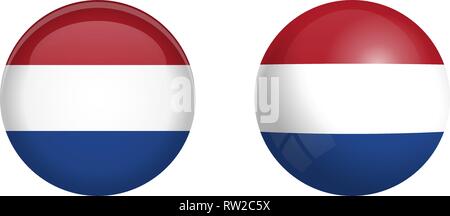 Holland Flagge unter 3d-Dome klicken und auf glänzenden Kugel/Ball. Stock Vektor