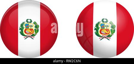Peru Flagge unter 3d-Dome klicken und auf glänzenden Kugel/Ball. Stock Vektor