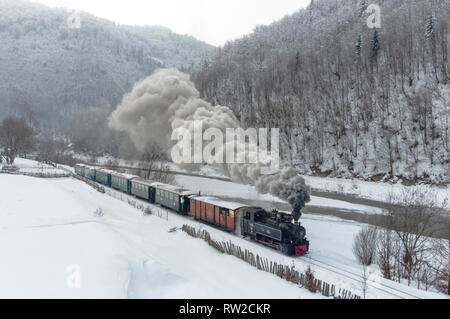 Alten Dampfzug Mocanita von Viseu de Sus, Rumänien Stockfoto