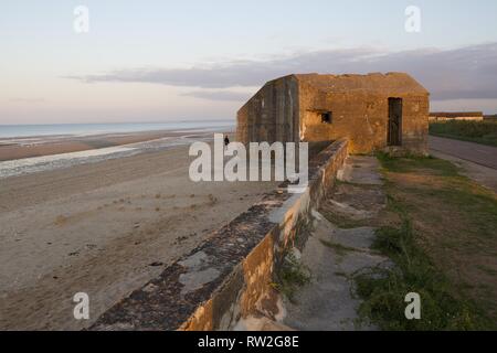 Bunker am Utah Beach, Normandie, Frankreich Stockfoto