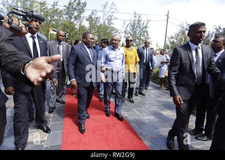 Der Präsident der Republik Mosambik, Herrn Filipe Jacinto Nyusi, wird auf einem Staatsbesuch in Mauritius vom 30. Januar bis 02. Februar 2019. Stockfoto