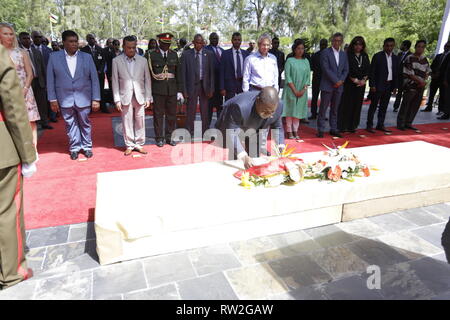 Der Präsident der Republik Mosambik, Herrn Filipe Jacinto Nyusi, wird auf einem Staatsbesuch in Mauritius vom 30. Januar bis 02. Februar 2019. Stockfoto