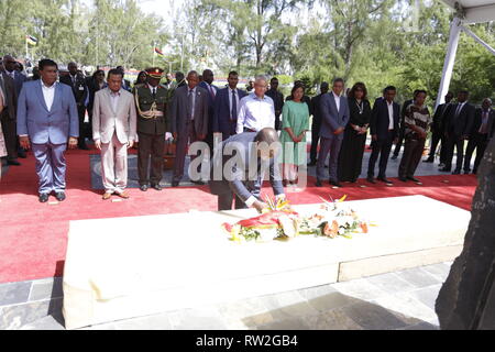 Der Präsident der Republik Mosambik, Herrn Filipe Jacinto Nyusi, wird auf einem Staatsbesuch in Mauritius vom 30. Januar bis 02. Februar 2019. Stockfoto