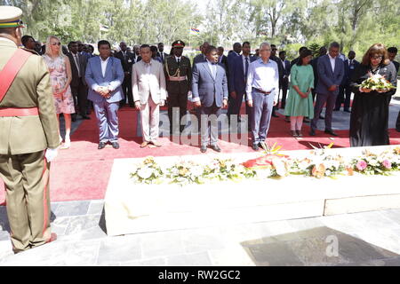 Der Präsident der Republik Mosambik, Herrn Filipe Jacinto Nyusi, wird auf einem Staatsbesuch in Mauritius vom 30. Januar bis 02. Februar 2019. Stockfoto