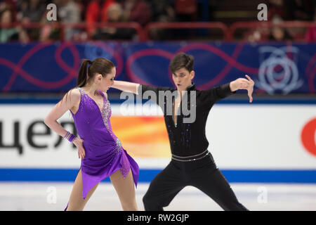 Adel Tankova und Ronald Zilberberg aus Israel während der Welt 2018 Eiskunstlauf-WM in Mailand, Italien Stockfoto