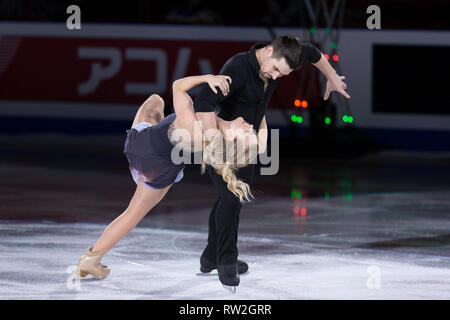 Madison Hubbell und Zachary Donohue aus USA ihre Ausstellung Programm während der Welt 2018 Eiskunstlauf-WM in Mailand, Italien Stockfoto