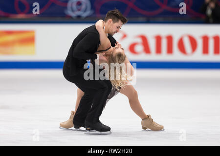 Madison Hubbell und Zachary Donohue von der Vereinigten Staaten von Amerika während der Welt 2018 Eiskunstlauf-WM in Mailand, Italien Stockfoto